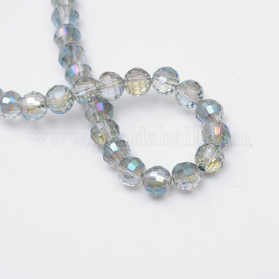 Chapelets de perles en verre électroplaqué&nbsp;EGLA-R041-6mm-08-1