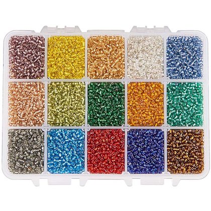PandaHall Elite about 7500pcs 8/0 3mm Multicolor Beading Glass Seed Beads SEED-PH0012-11-3mm-1