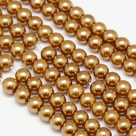 Eco-Friendly Dyed Glass Pearl Round Bead Strands X-HY-A002-10mm-RB037-1