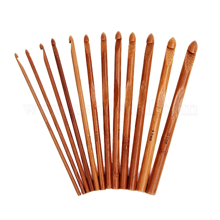 12 aiguilles à tricoter en bambou carbonisé PW-WG37861-01-1