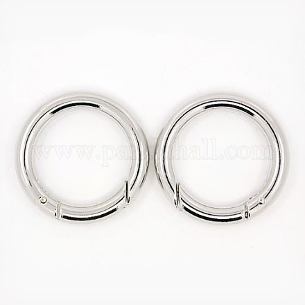 Platinum Plated Alloy Spring Gate Rings X-PALLOY-H246-P-1