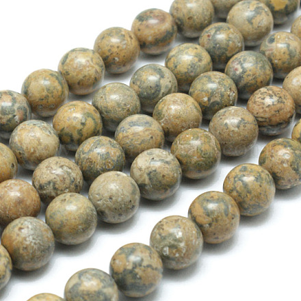Ronds de perles de pierres précieuses de jaspe de peau jaune léopard naturel G-J302-12-12mm-1