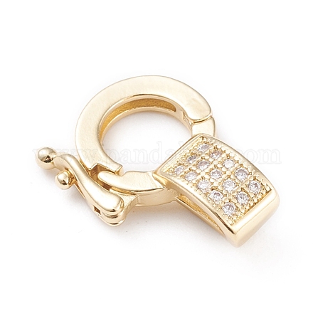 Brass Micro Pave Clear Cubic Zirconia Twister Clasps X-ZIRC-L097-021G-1