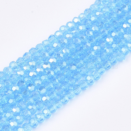 Electroplate Glass Beads Strands X-EGLA-T013-04C-1