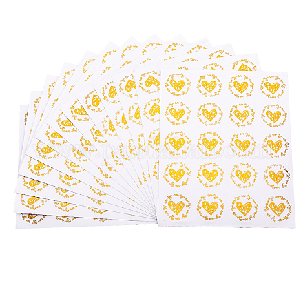 CRASPIRE 25 Sheet Heart Gold Sealing Stickers Valentine's Day Love Heart Stickers Waterproof Self-Adhesive Decals Sticky Lables for Wedding Invitations Cards Decorative Envelopes Party Favors STIC-WH0004-16-1