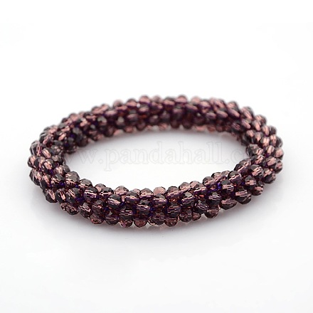 Crystal Glass Round Beads Bracelets BJEW-F083A-12-1