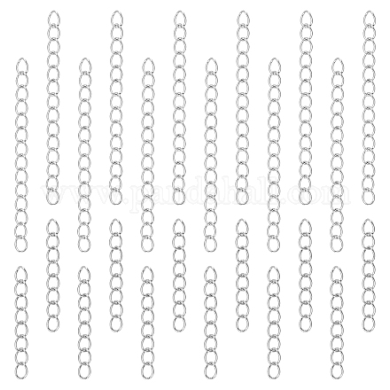 Unicraftale 100 pz 2 dimensioni catena extender 304 catena a torsione in acciaio inossidabile catena a coda lunga da 25-53 mm catena di estensione rimovibile per catena orecchino collana braccialetto creazione di catene chiave STAS-UN0038-14P-1