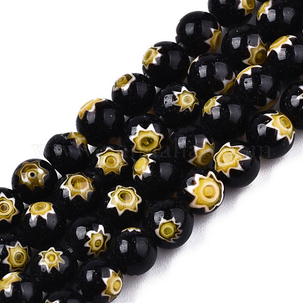 Round Millefiori Glass Beads Strands LK-P001-31-1