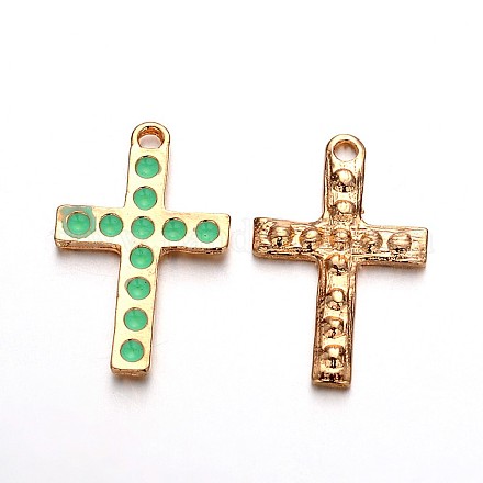 Pendentifs croix en émail plaqué or clair ENAM-J544-04KCG-1