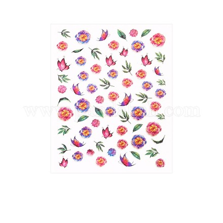 刺繡風ネイルデカールステッカー  バラの花蝶粘着ネイル画材  女性の女の子のためのマニキュアネイルアートの装飾  カラフル  10.3x8cm MRMJ-R112-Z-D4564-1