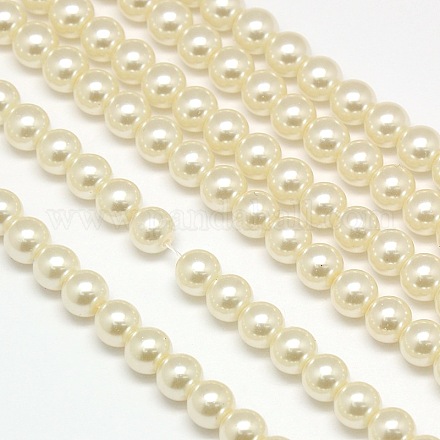 Hebras de cuentas redondas de perlas de vidrio teñidas ecológicas X-HY-A002-6mm-RB011-1