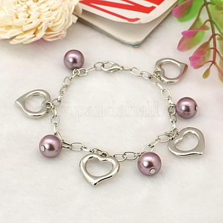 Charm pulseras de perlas de cristal para el día de san valentín. BJEW-JB00657-10-1