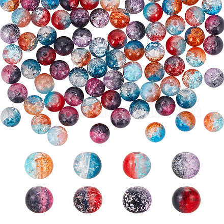 Arricraft 200 pz 8 colori perle di vetro craquelé trasparente bicolore GLAA-AR0001-44-1