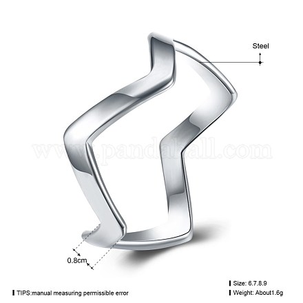 女性のチタン鋼の指輪  波  プラチナ  usサイズ6（16.5mm） RJEW-BB19772-6P-1