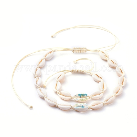 Braccialetti intrecciati stile perline e collane set di gioielli SJEW-JS01091-01-1