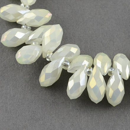 Chapelets de perles en verre électroplaqué EGLA-R066-12x6mm-09-1