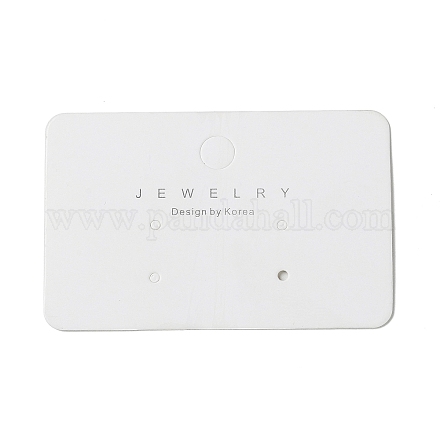 長方形の紙製スタッド イヤリング ディスプレイ カード  最大 2 ペアのイヤリングを収納できます  ホワイト  4.5x7x0.04cm  穴：7mmと2mm CDIS-C006-03-1