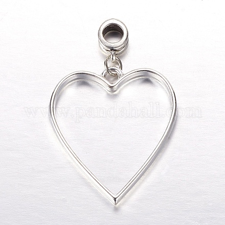 Rack Plating Alloy Heart Dangle Charms PALLOY-JF00266-1