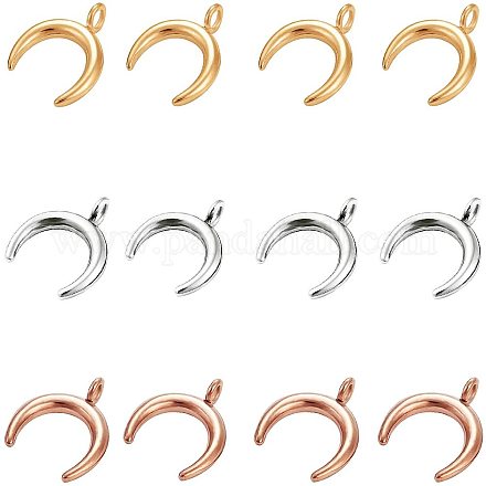 UNICRAFTALE 3 Colors Crescent Moon Charms 15pcs Stainless Steel Charms 2.3mm Hole Pendant 16.5mm Metal Pendants Flat Smooth Charm for DIY Dangle Jewelry Making STAS-UN0004-41-1