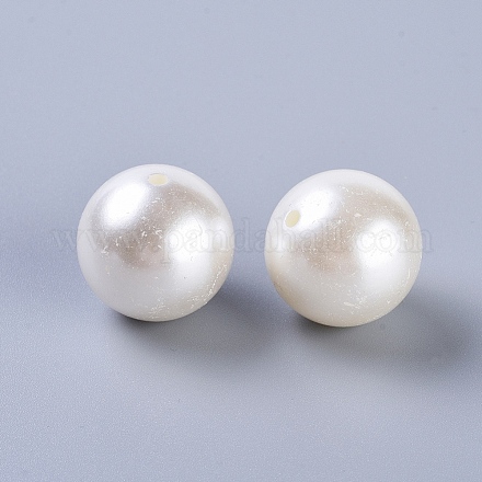 24 mm de color blanco cremoso perlas de imitación perlas acrílicas sueltas cuentas redondas para diy joyería de moda para niños X-PACR-24D-12-1
