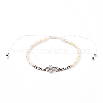 Bracelet de perles tressées en cordon de nylon ajustable BJEW-JB05732-03-1