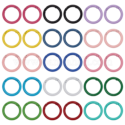 Superfindings 30 Uds 15 colores anillos de puerta de resorte de aleación de zinc FIND-FH0005-87B-1