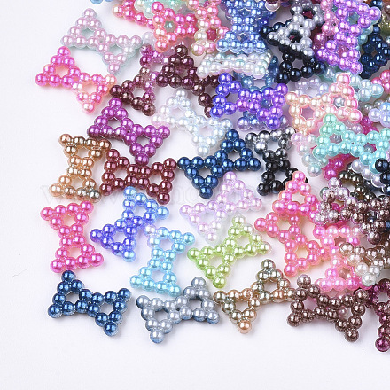 Rainbow ABS Plastic Imitation Pearl Links OACR-T015-03-1