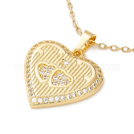 Ожерелье с кулоном в форме сердца из прозрачного кубического циркония NJEW-O125-33G-1
