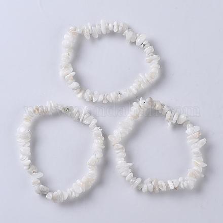 Bracelets blanc pierre de lune extensibles naturelles X-BJEW-JB03681-09-1