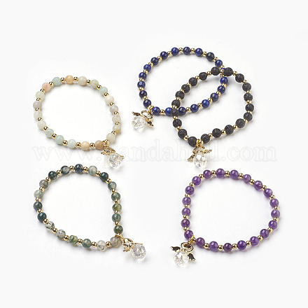 Perles naturelles mixtes de pierre étendent bracelets de breloque BJEW-JB03857-1