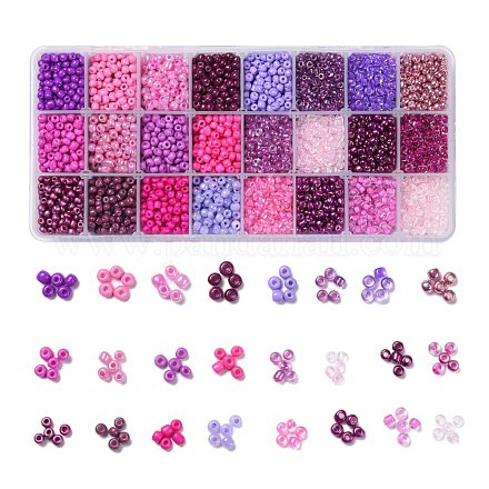 Perline di semi di vetro viola serie 600g 24 colori SEED-JP0008-06-4mm-1