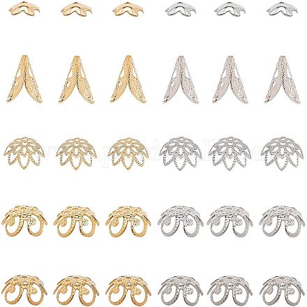 UNICRAFTALE Spacer Beads Caps of 5 Styles 2 Colors 80pcs Hollow Flower Beads End Caps Stainless Steel Bead Caps Spacers Flower Cap Gold Flower Beads for Bracelet Necklace Jewelry Making STAS-UN0004-42-1