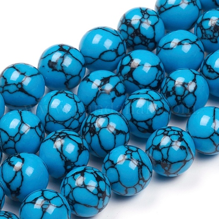 Chapelets de perles en turquoise synthétique TURQ-G832-01-6mm-1