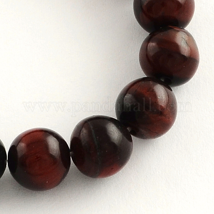 Oeil de tigre rouge naturel perles de pierres précieuses rondes brins G-R256-6mm-1