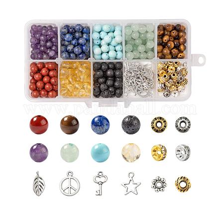 560 piezas 8 estilos 6 mm cuentas de piedras preciosas chakra yoga kits de piedras curativas G-LS0001-02A-1