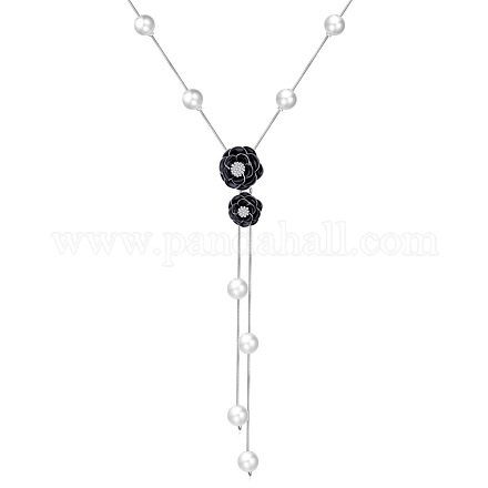 Модный цинковый сплав цветок свитер ожерелья NJEW-BB15005-A-1
