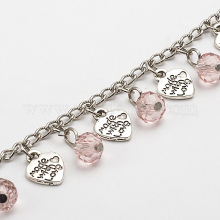 Chaînes avec perles en rondelles facettées en verre manuelles pour réaliser de colliers et bracelets AJEW-JB00088-05-1