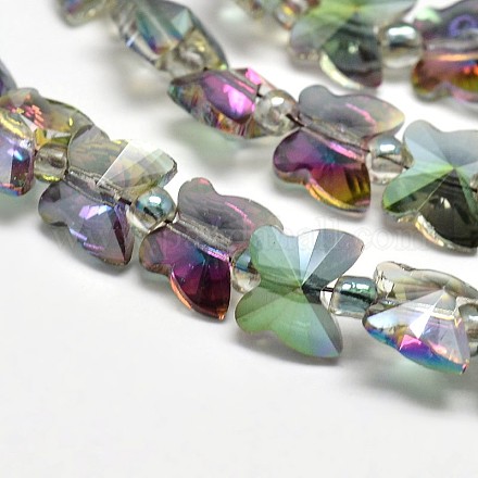 Faceted Rainbow Color Plated Glass Butterfly Bead Strands EGLA-F088-C03-1