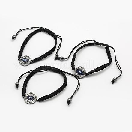 Adjustable Evil Eye Link Braided Bracelets BJEW-M128-07P-NR-1