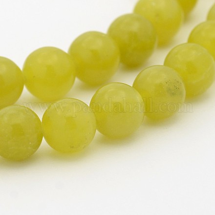 Круглые бусы из натурального оливкового нефрита G-P070-32-12mm-1