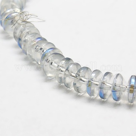 Plaqué moitié bleu perles de verre de cristal brins X-EGLA-F025-B01-1