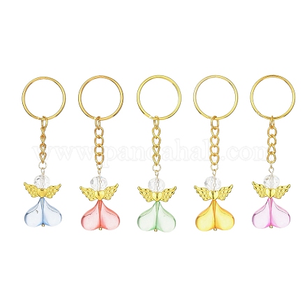 Porte-clés en acrylique et alliage coeur ange KEYC-JKC00583-02-1