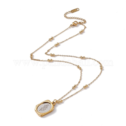 304 Zauberspiegel aus Edelstahl mit Halskette mit Geburtsblumenanhänger für Frauen STAS-H174-01G-H-1