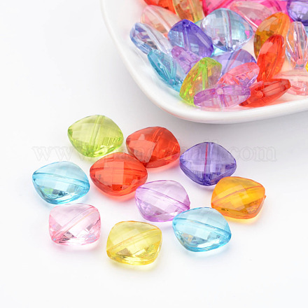 Mixed Color Transparent Acrylic Faceted Rhombus Beads X-PL613Y-1