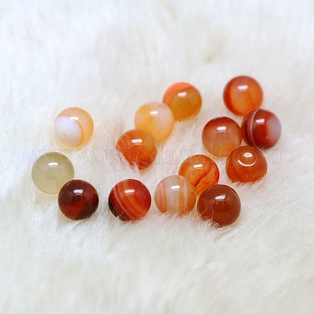 Perles d'agate rouge naturelle rondes semi-percées G-D735-02-1