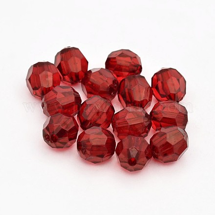 Dyed Faceted Round Transparent Acrylic Beads DB5mmC06-1