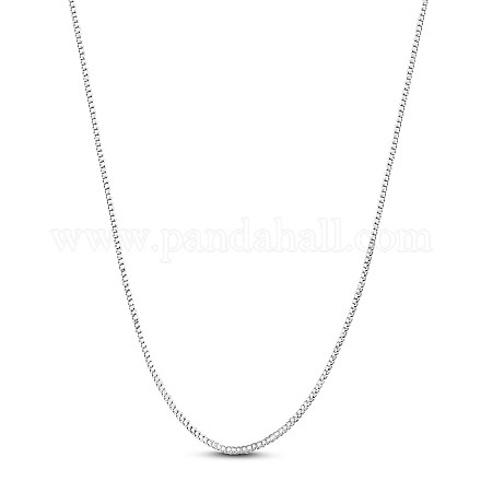 Collares de cadena tipo caja de plata de ley 925 chapada en rodio Shegrace JN985A-1