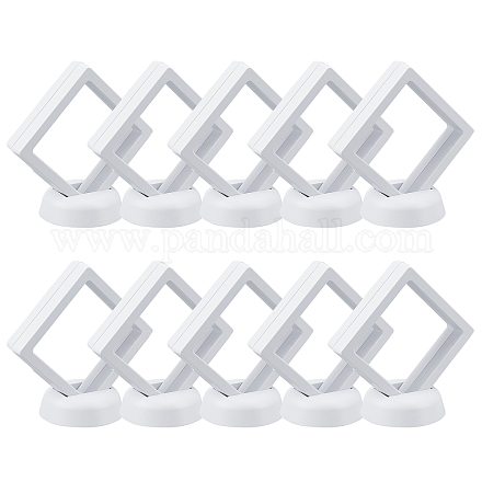 Superfindings 10 ensembles de 5.5 cm présentoir en plastique blanc cadre suspendu 3d flottant pour pièces de défi aa médaillons bijoux broche colliers bracelets ODIS-FH0001-01A-02-1