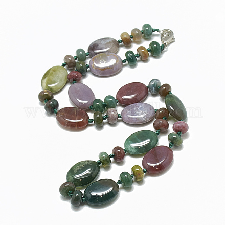 Natural Indian Agate Beaded Necklaces NJEW-S394-12-1