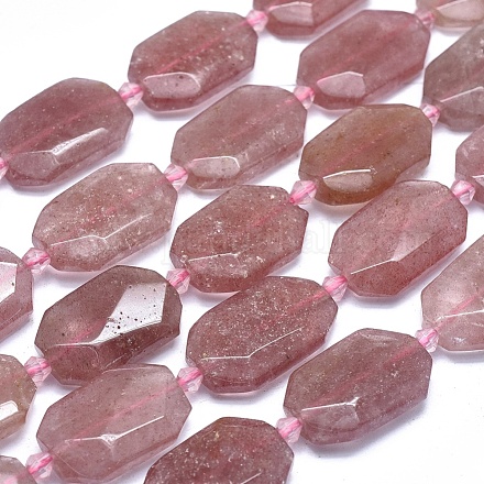 Chapelets de perles aux fraises en quartz naturel G-O179-F10-1